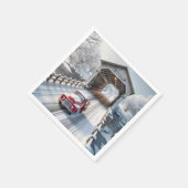 Weihnachts Red Retro Truck und Covered Bridge Serviette (Ecke)