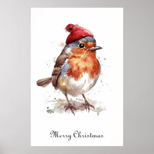 Weihnachts Red Robin individuell anpassbar Poster (Vorne)