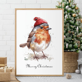 Weihnachts Red Robin individuell anpassbar Poster
