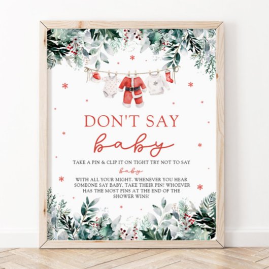 Weihnachts Red Santa Baby Dont Say Baby Dusche Poster