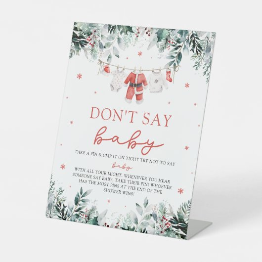 Weihnachts Red Santa Baby Dont Say Baby Dusche Sockelschild (Vorderseite)