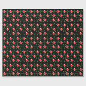 Weihnachts Red Santa Tree Black Wrapping Paper Geschenkpapier (Flach)