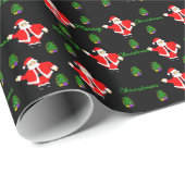 Weihnachts Red Santa Tree Black Wrapping Paper Geschenkpapier (Rolleneckpunkt)