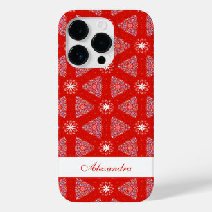 Weihnachts Red Snowflake Muster Personalisiert Case-Mate iPhone 14 Pro Hülle