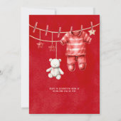 Weihnachts Red Teddy Bear Clothesline Baby Dusche Einladung (Rückseite)