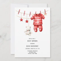 Weihnachts Red Teddy Bear Clothesline Baby Dusche