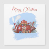 Weihnachts Red Tee Pot House Magnetkarte (Vorderseite)