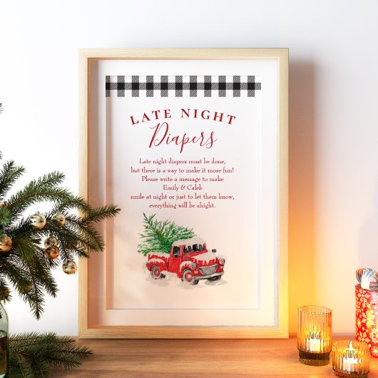Weihnachts Red Truck Baby Dusche Spate Night Diape Poster
