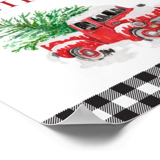 Weihnachts Red Truck Baby Duschkarten Geschenke Sc Poster (Ecke)