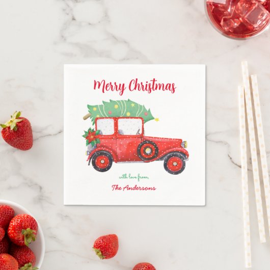 Weihnachts Red Truck Car Urlaub Serviette (Beispiel)