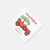 Weihnachts Red Truck Car Urlaub Serviette (Ecke)