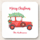 Weihnachts-Red-Truck-Feier Getränkeuntersetzer (Vorderseite)