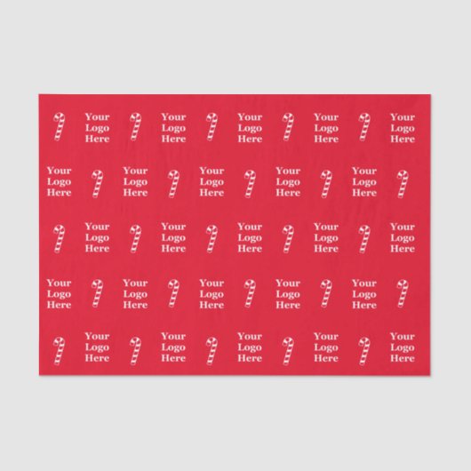 Weihnachts-Red & White Candy Cane Business-Logo Seidenpapier (Vorderseite)