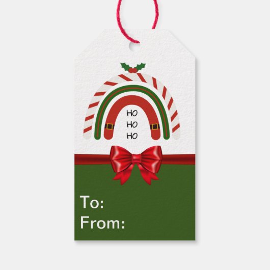 Weihnachts-Regenbogen Lass es schneien Geschenkanhänger (Rückseite)