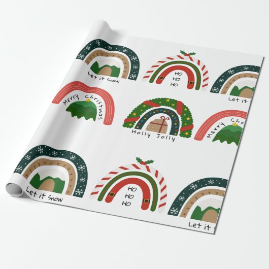 Weihnachts-Regenbogen Lass es schneien Geschenkpapier (Ungerollt)