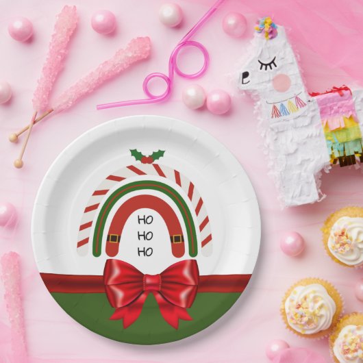 Weihnachts-Regenbogen Lass es schneien Pappteller (Party)