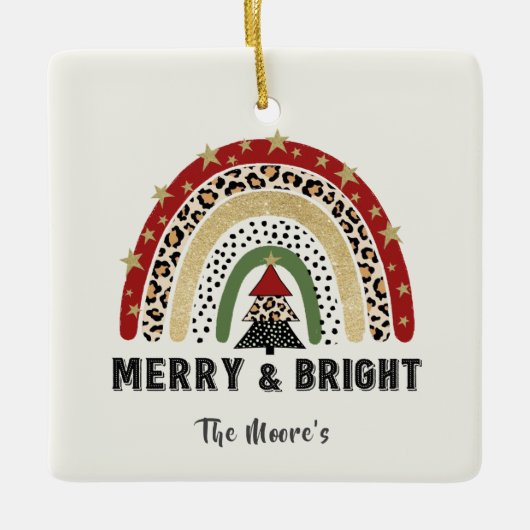 Weihnachts-Regenbogen Merry and Bright Ornament (Vorderseite)
