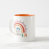 Weihnachts-Regenbogen Merry and Bright Zweifarbige Tasse (Vorderseite Links)