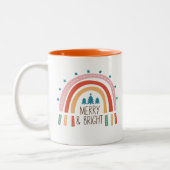 Weihnachts-Regenbogen Merry and Bright Zweifarbige Tasse (Links)