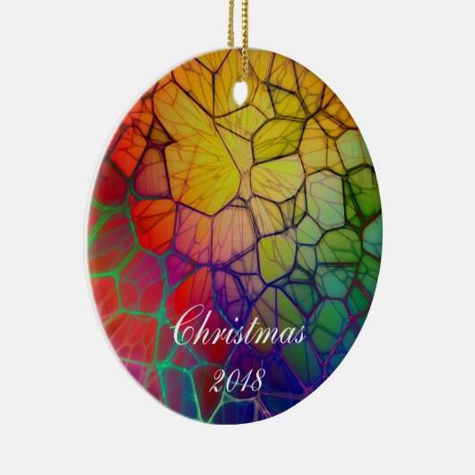 Weihnachts-Regenbogen-Mosaik-verkleidetes Glas-Loo Keramik Ornament (Rechts)