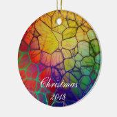 Weihnachts-Regenbogen-Mosaik-verkleidetes Glas-Loo Keramik Ornament (Links)
