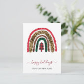 Weihnachts-Regenbogenbau Weve Moved Holiday Moving Postkarte (Stehend Vorderseite)