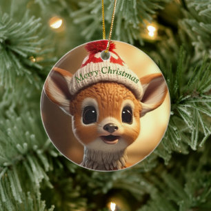 Weihnachts Reh Keramik Ornament