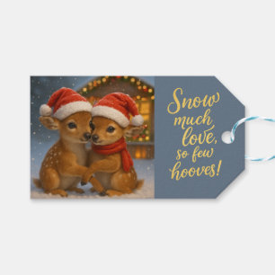 Weihnachts-Rehe-Paar unter gemütlichen Hüttenlicht Geschenkanhänger