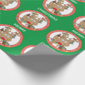 Weihnachts-Reindeer-Candy Canes Geschenkpapier (Ecke)