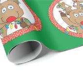 Weihnachts-Reindeer-Candy Canes Geschenkpapier (Rolleneckpunkt)