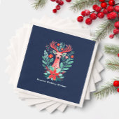Weihnachts-Reindeer Floral Blue Holiday Serviette