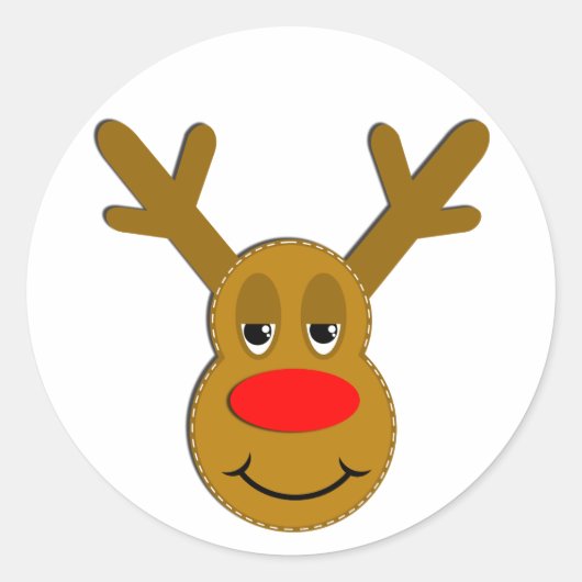 Weihnachts-Reindeer-Gesicht Runder Aufkleber (Vorderseite)