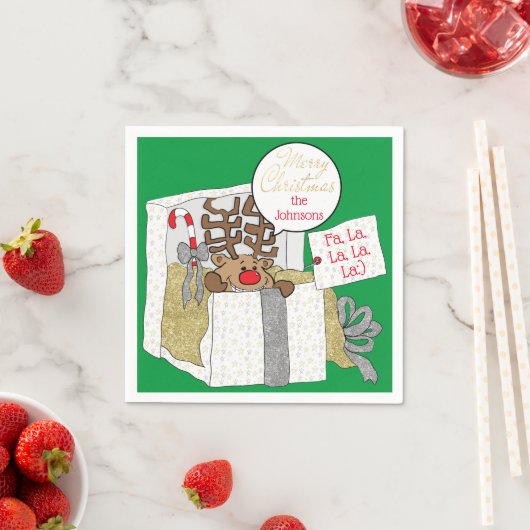 Weihnachts-Reindeer-Giftbox Serviette (Beispiel)