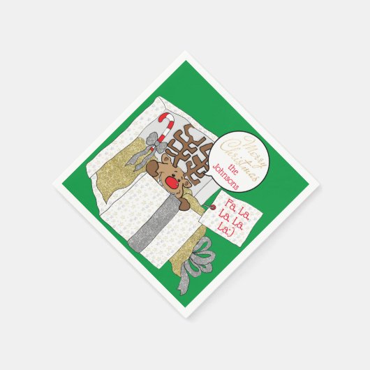 Weihnachts-Reindeer-Giftbox Serviette (Ecke)