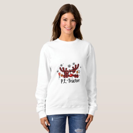 Weihnachts-Reindeer-PE-Lehrer Sweatshirt (Vorne ganz)