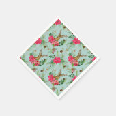 Weihnachts-Reindeer Poinsettia-Musterpapier Serviette (Ecke)