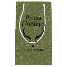Weihnachts-Reindeer-Schneefall Grüner Feiertag Kleine Geschenktüte