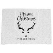 Weihnachts-Reindeer-Schneefall Weißer Feiertag Große Geschenktüte (Vorderseite)