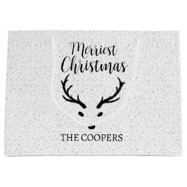 Weihnachts-Reindeer-Schneefall Weißer Feiertag Große Geschenktüte