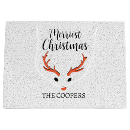 Weihnachts-Reindeer-Schneefall Weißer Feiertag Große Geschenktüte