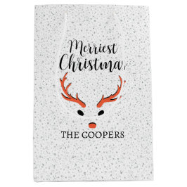 Weihnachts-Reindeer-Schneefall Weißer Feiertag Mittlere Geschenktüte