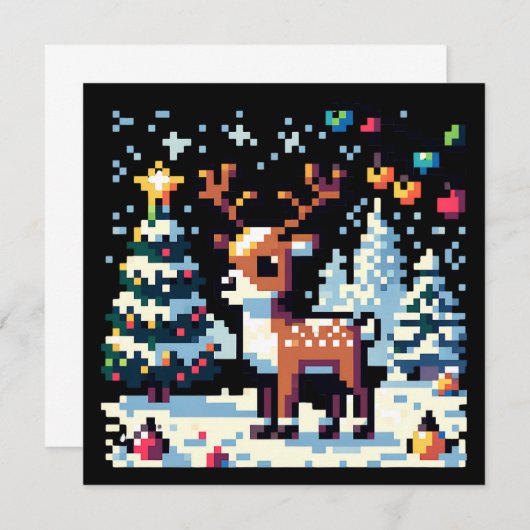 Weihnachts-Reindeer Winter Wonderland Pixel Art (Vorne/Hinten)