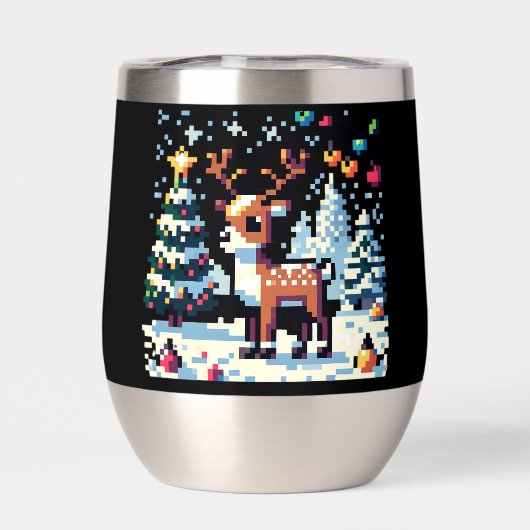 Weihnachts-Reindeer Winter Wonderland Pixel Art (Rückseite)