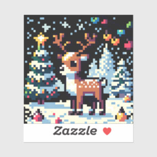 Weihnachts-Reindeer Winter Wonderland Pixel Art Aufkleber