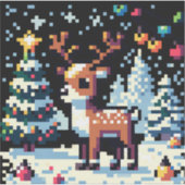Weihnachts-Reindeer Winter Wonderland Pixel Art Aufkleber (Vorderseite)