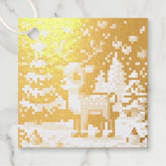 Weihnachts-Reindeer Winter Wonderland Pixel Art Geschenkanhänger (Vorderseite)