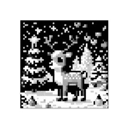 Weihnachts-Reindeer Winter Wonderland Pixel Art Gummistempel