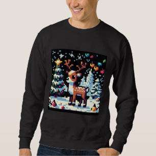 Weihnachts-Reindeer Winter Wonderland Pixel Art Sweatshirt