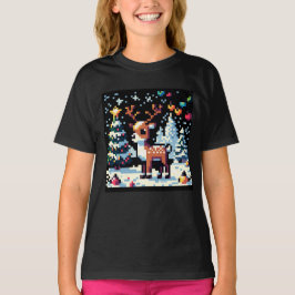 Weihnachts-Reindeer Winter Wonderland Pixel Art T-Shirt