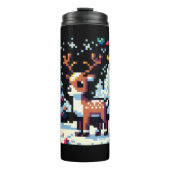Weihnachts-Reindeer Winter Wonderland Pixel Art Thermosbecher (Vorderseite)